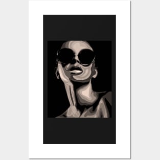 Unknown Stylish Girl in Sunglasses vector portrait Posters and Art